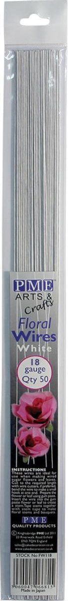 PME Floral Wires Wit 18 Gauge | Bloemdraad | Bloemistendraad | 50 stuks